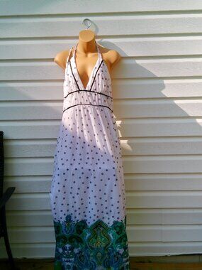 VINTAGE ROULETTE HALTER DRESS LONG GOOD CONDITION